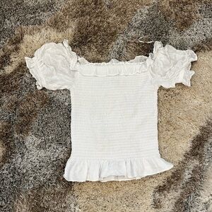 NWOT Express Summer White Ruffle Sleeve Blouse Top Shirt